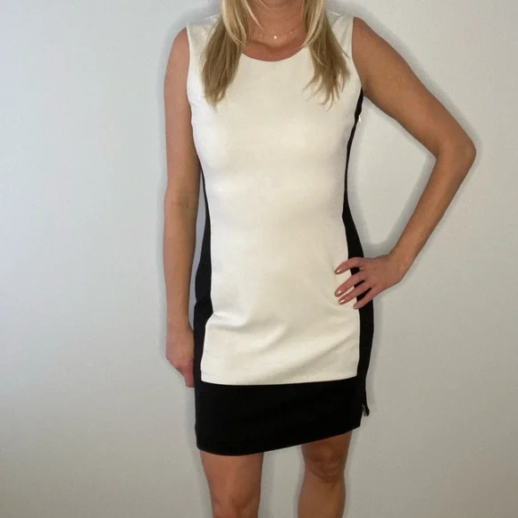 Calvin Klein Zip Up Dress size 4 white/black - Picture 2 of 10
